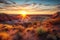 painted desert sunrise, with vibrant colors and warm light on the horizon