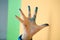 Painted dirty kid\'s hand