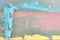 Painted drywall texture. background. stripes pink blue yellow turquoise gray