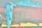 Painted drywall texture. background. stripes pink blue yellow turquoise gray
