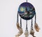 Painted felt howling wolves at sunset dream catcher