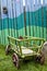 Painted fence with Hay-waggon