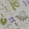 Painted flowers on a gray background, seamless pattern