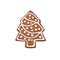 Painted gingerbread cookie in the shape of a Christmas tree