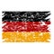 Painted grunge German flag, brush strokes on white background. Vector illustration