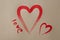 Painted heart outline on craft paper background