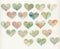 Painted hearts with white background