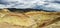 Painted Hills panorama, geological sedimentary formation at Mitchell, Central Oregon, USA