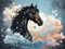 Painted horse in water world world. Ai generated