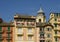 Painted houses with flowers and plants on the terraces in Santa Margherita Ligure