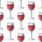 Painted illustration with drinks. Glass of red wine. Seamless pattern.