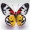 Painted Jezebel Delias hyparete Butterfly . Beautiful Butterfly in Wildlife. Isolate on white background
