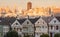 Painted Ladies Victorian Era Houses San Francisco at Sunset