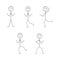 Painted man, different poses, dancing, stick men