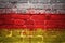 Painted national flag of south ossetia on a brick wall