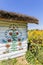 Painted old wooden cottage decorated with a hand painted colorful flowers, Zalipie, Poland