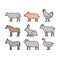 Painted outline figures of farm animals