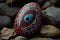 a painted rock with a eye