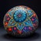 Painted stone with colorful mandala decoration