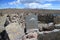 Painted stones showing the directions of the surrounding volcanoes, the view point along Pata Pampa Pass, Arequipa, Peru