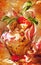 Painted strawberry sundae with whipped cream