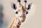 Painted watercolor illustration of a young giraffe