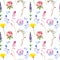 Painted wildflower flowers background pattern in a watercolor style.