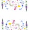 Painted wildflower flowers background pattern in a watercolor style.