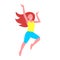 Painted young energetic girl in a jump while dancing