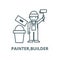 Painter,builder vector line icon, linear concept, outline sign, symbol