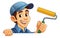 Painter Decorator Paint Roller Cartoon Handy Man