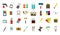 Painter tools icon set, flat style