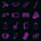 Painter tools icons set vector neon