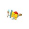 Painter yellow loudspeaker cartoon character for bullhorn