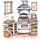 painterly image of a dreamy kitchen in a cottage showing an old oven or stove with a woodstack