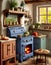 painterly image of a dreamy kitchen in a cottage showing an old oven or stove with a woodstack