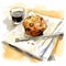 Painterly Style Drawing Of A Muffin With Coffee On A Bar