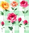 Painterly watercolor Rose blossom Flowers pattern