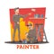 Painters painting wall, painting service workers