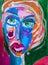 Painting acrylic canvas portrait of woman abstraction