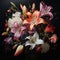 Painting background of various flowers full screen embossed, AI generative