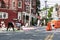 Painting begins on the â€˜Artful Intersectionâ€™ in Lancaster, Pennsylvania`s Cabbage Hill neighborhood.