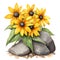 A painting of the Black-Eyed Susan plant. Ai-Generated.