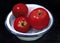 Painting of Bright Red Apples in Enamel Dish