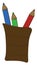 Painting of a brown-colored pencil case vector or color illustration