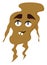 Painting of a brown monster with thick black eyebrows vector or color illustration