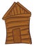 Painting of a brown wooden house, vector or color illustration