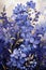 a painting of a bunch of blue flowers.Gouache Painting Indigo Thyme, Perfect for Wall Art.