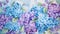 A painting of a bunch of purple and blue flowers. Generative AI. Hydrangea flowers.