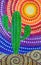 Painting, cactus with mandala on a bright background.